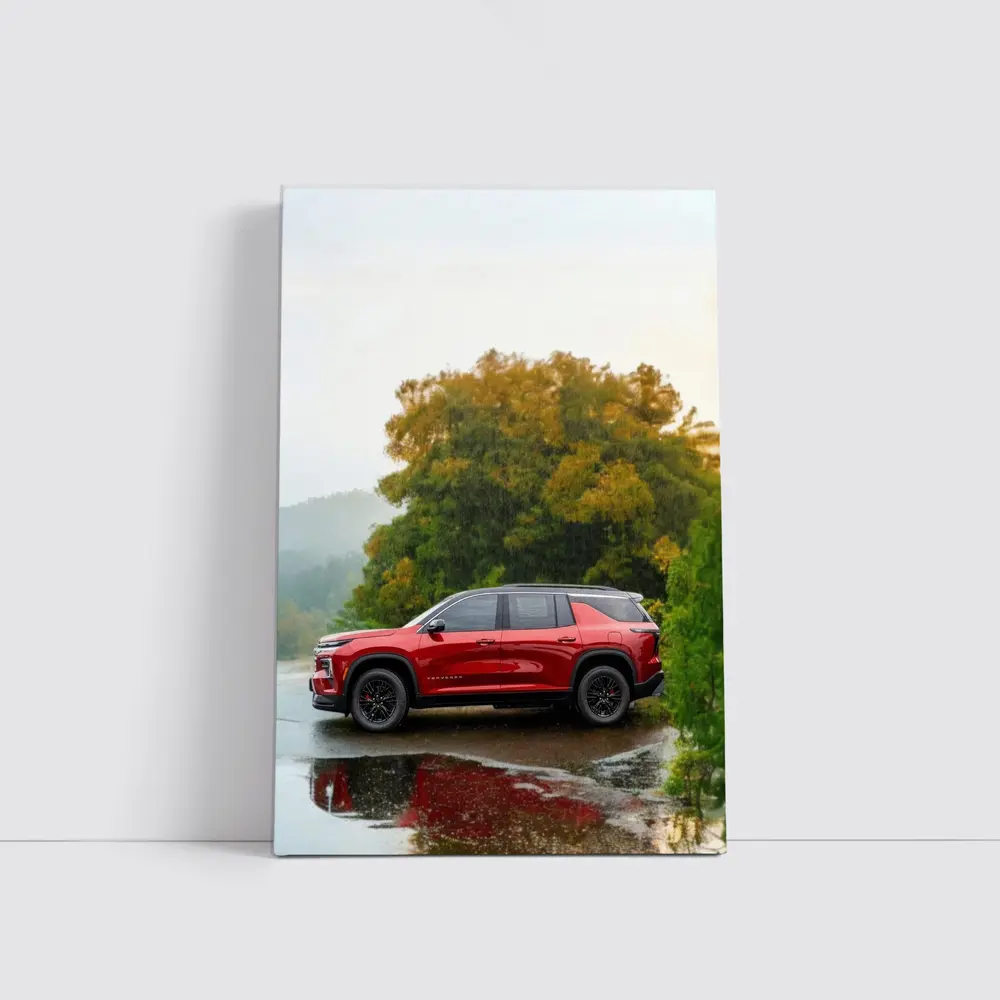 Chevrolet Traverse Red SUV Rainy Day – Wall Art