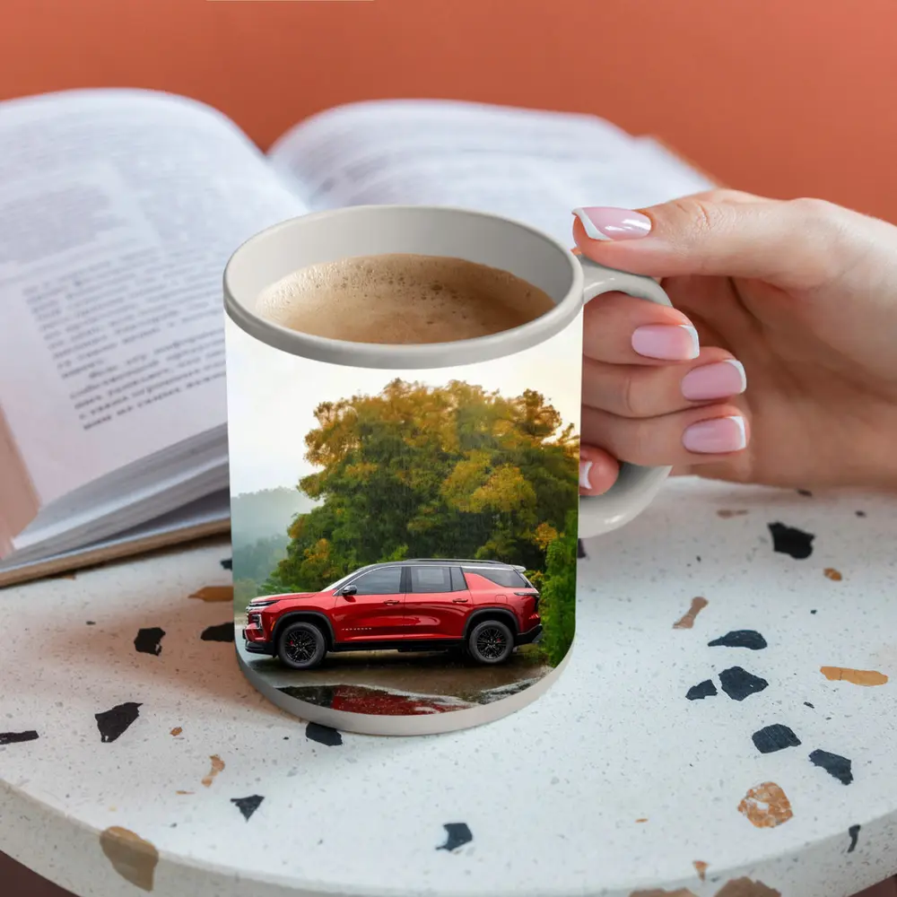 Chevrolet Traverse Red SUV Rainy Day – Mugs