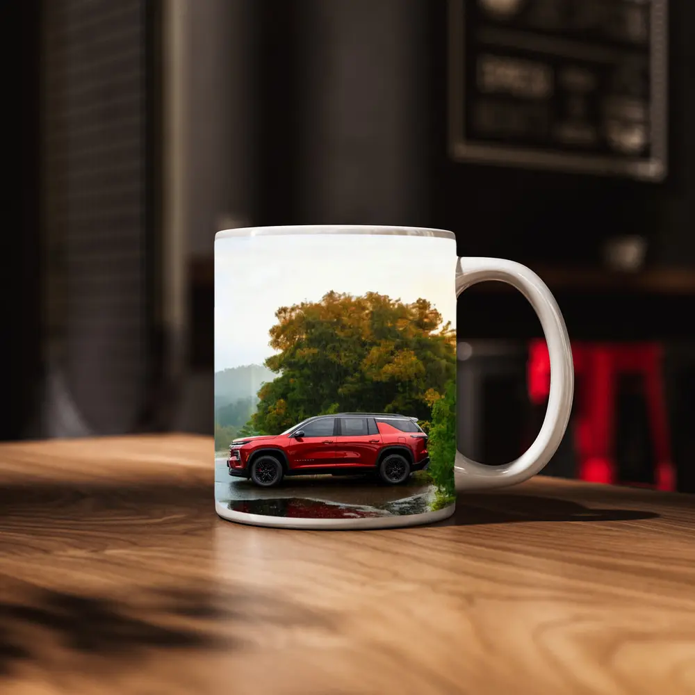 Chevrolet Traverse Red SUV Rainy Day – Mugs