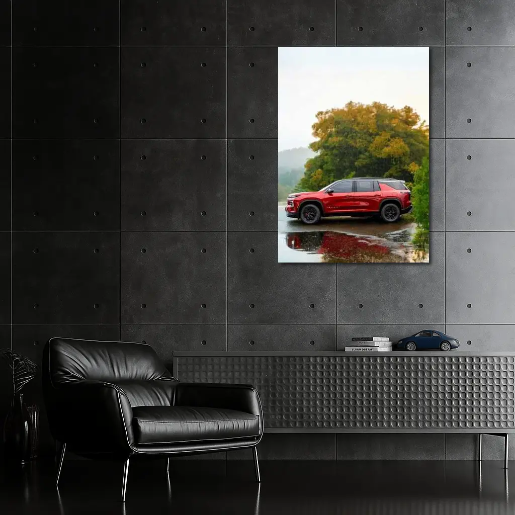 Chevrolet Traverse Red SUV Rainy Day – Wall Art