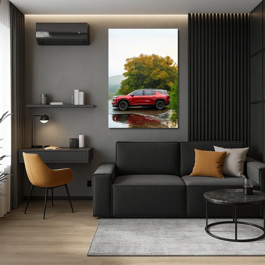 Chevrolet Traverse Red SUV Rainy Day – Wall Art