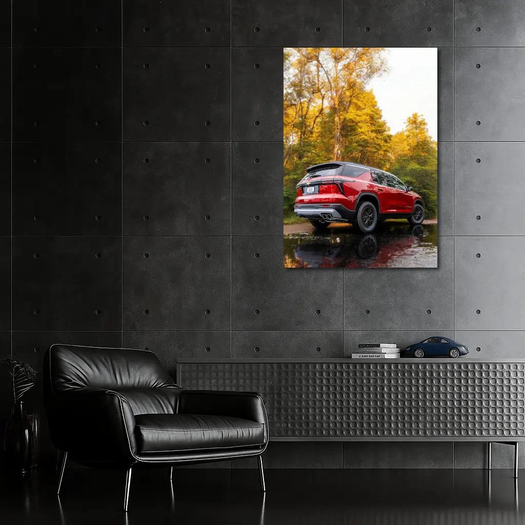 Chevrolet Traverse Red SUV Autumn Forest – Wall Art