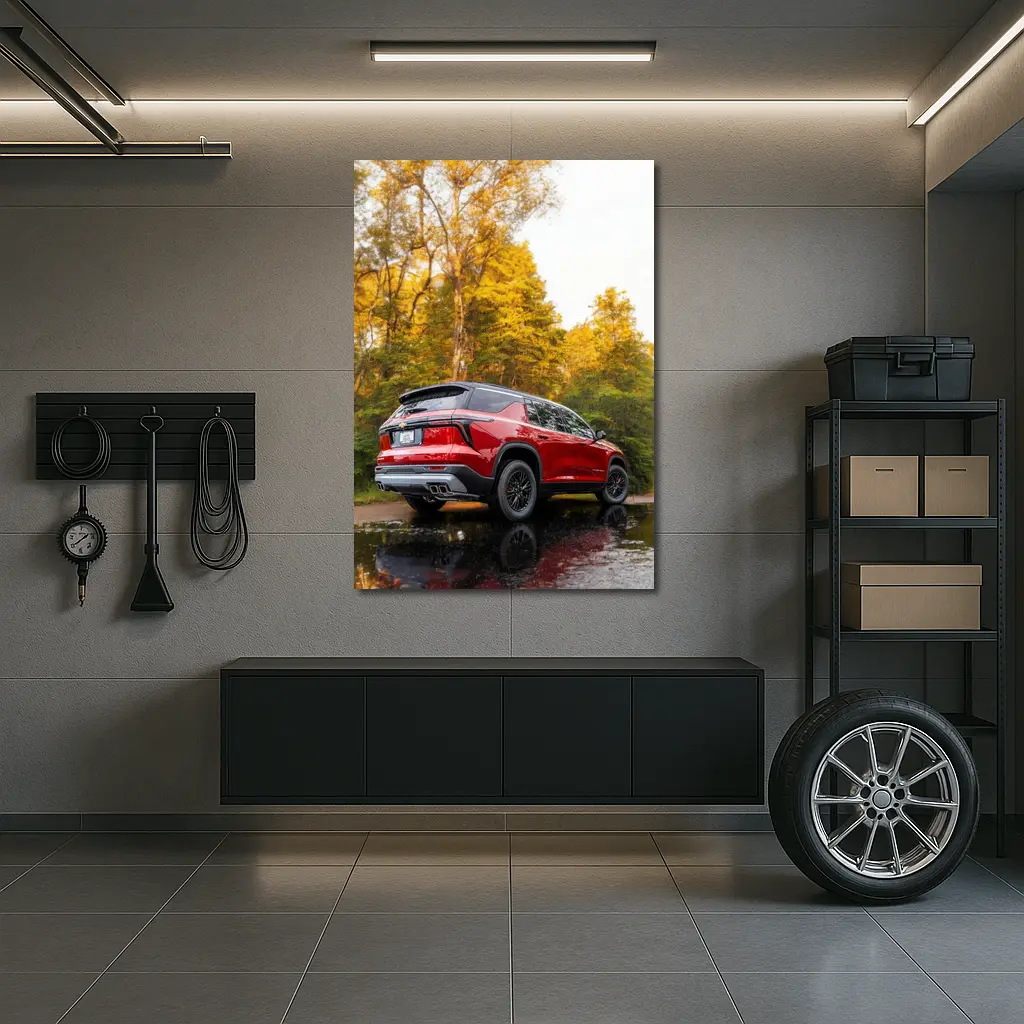Chevrolet Traverse Red SUV Autumn Forest – Wall Art