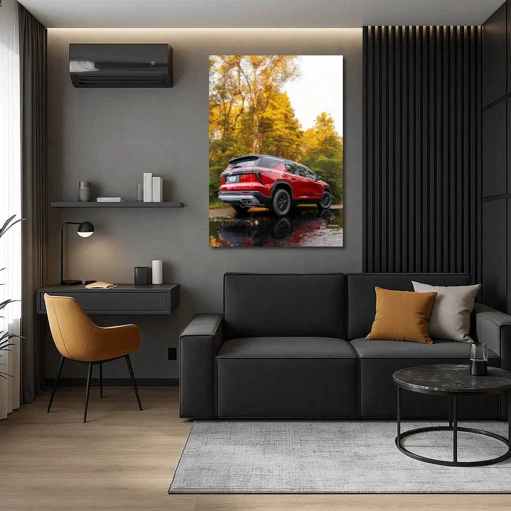 Chevrolet Traverse Red SUV Autumn Forest – Wall Art