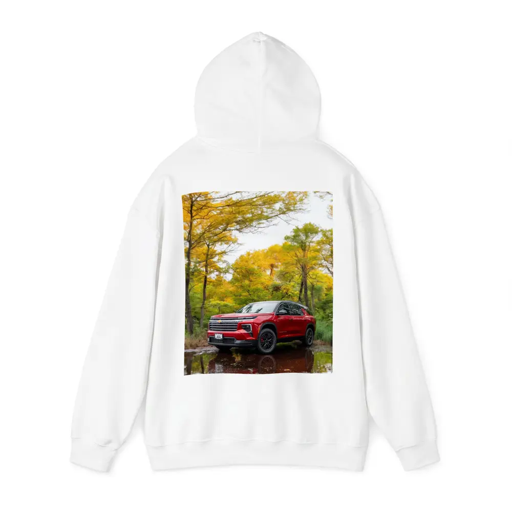 Chevrolet Traverse Red SUV Autumn Forest – Hoodies