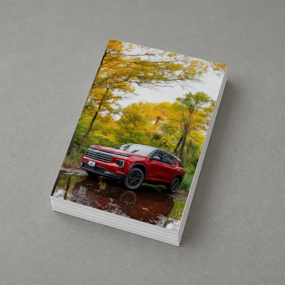 Chevrolet Traverse Red SUV Autumn Forest – Postcards