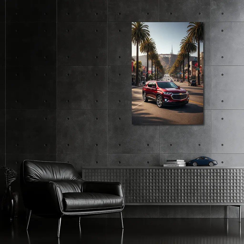 Chevrolet Traverse Red SUV Hollywood Boulevard – Wall Art