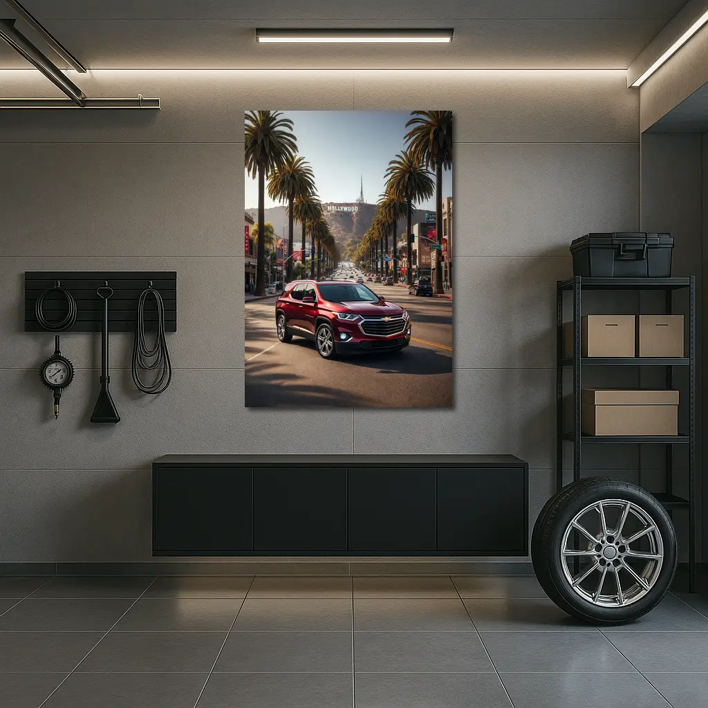 Chevrolet Traverse Red SUV Hollywood Boulevard – Wall Art