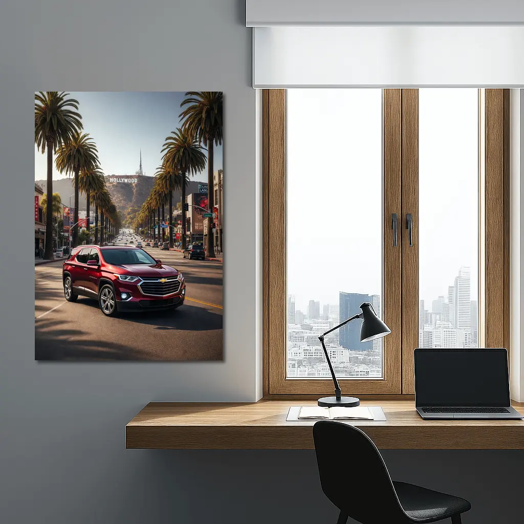 Chevrolet Traverse Red SUV Hollywood Boulevard – Wall Art