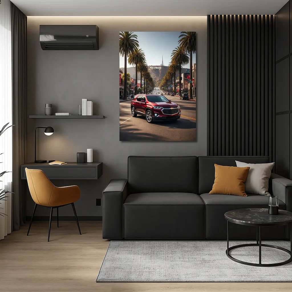Chevrolet Traverse Red SUV Hollywood Boulevard – Wall Art