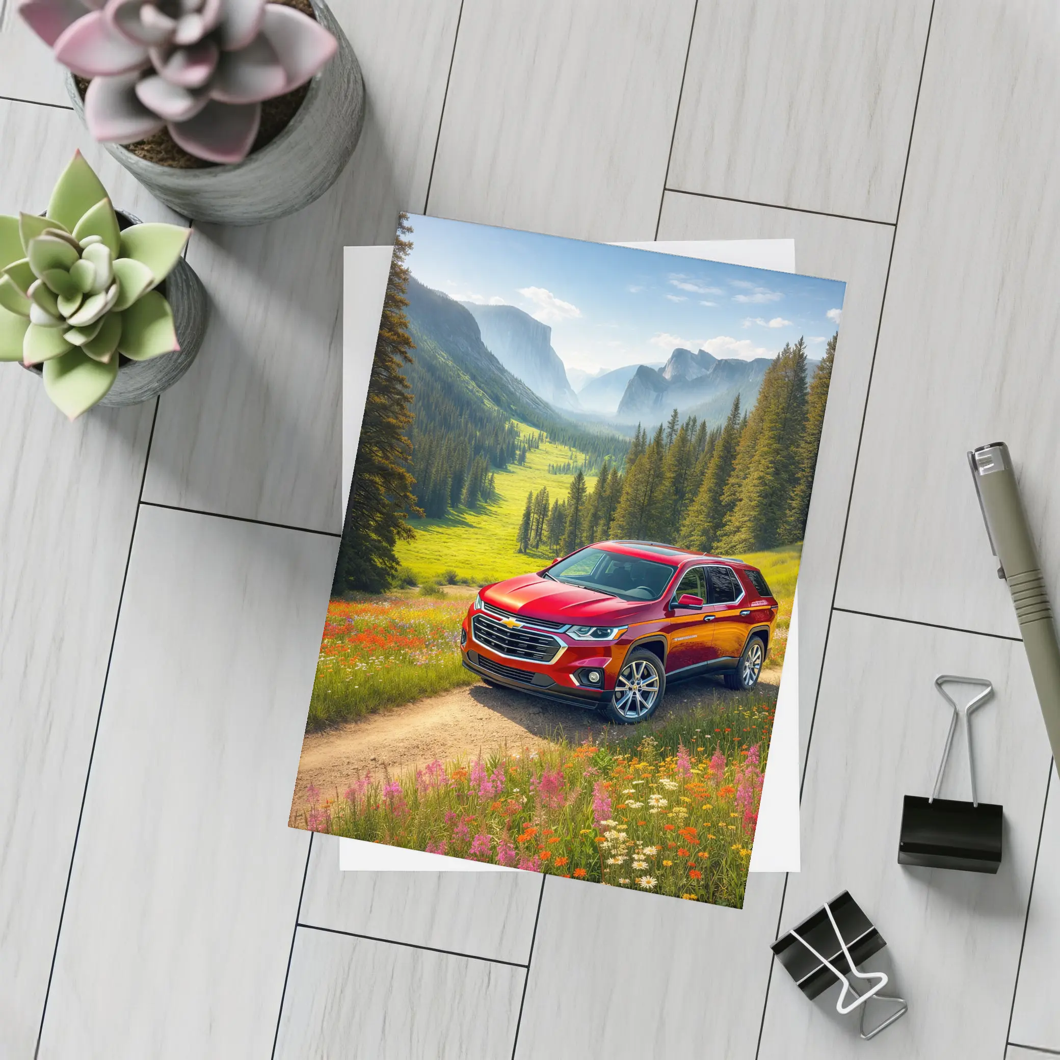 Chevrolet Traverse Red SUV Mountain Valley – Postcards