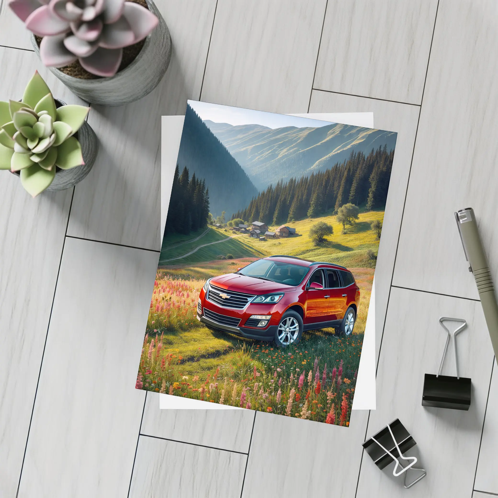 Chevrolet Traverse Red SUV Mountain Valley – Postcards
