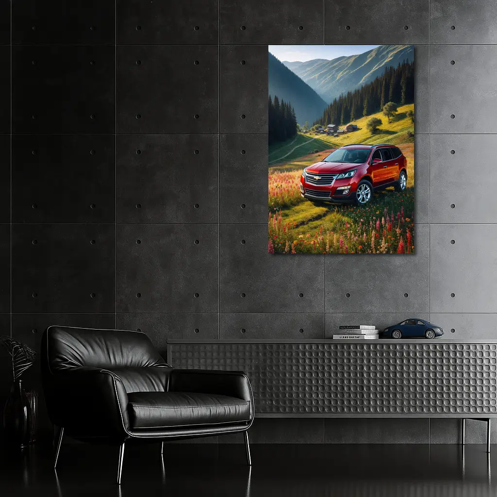 Chevrolet Traverse Red SUV Mountain Valley – Wall Art