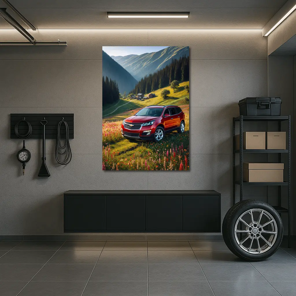 Chevrolet Traverse Red SUV Mountain Valley – Wall Art