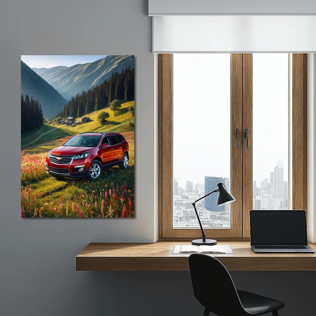 Chevrolet Traverse Red SUV Mountain Valley – Wall Art