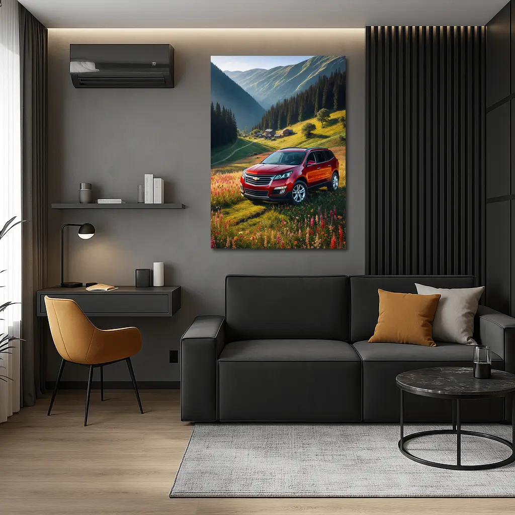 Chevrolet Traverse Red SUV Mountain Valley – Wall Art