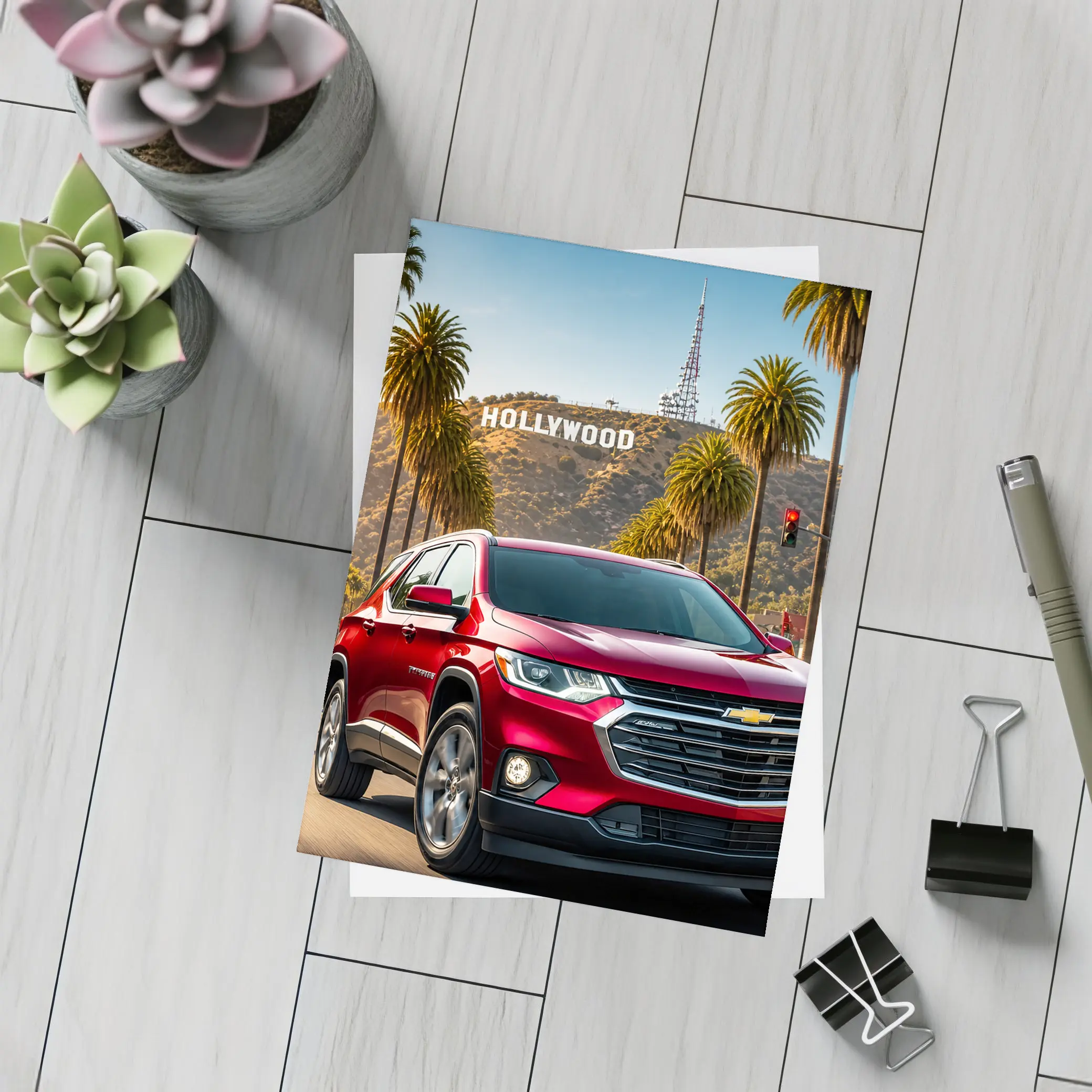 Chevrolet Traverse Cruising Hollywood Los Angeles Street – Postcards