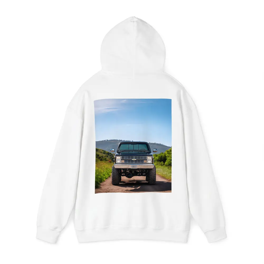 Chevrolet Silverado Lifted Truck Dirt Road Mountains – Hoodies