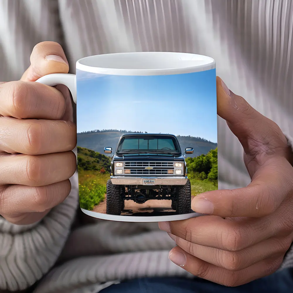 Chevrolet Silverado Lifted Truck Dirt Road Mountains – Mugs