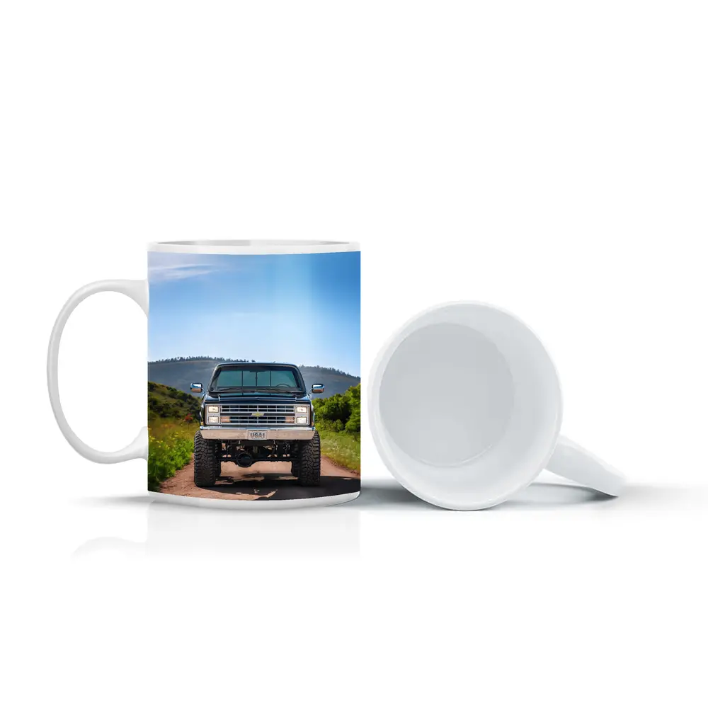 Chevrolet Silverado Lifted Truck Dirt Road Mountains – Mugs