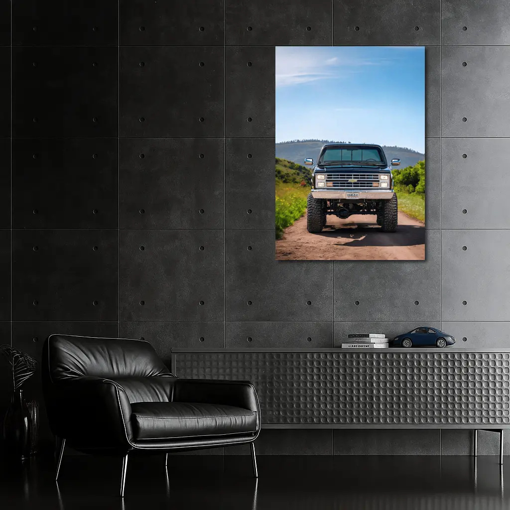 Chevrolet Silverado Lifted Truck Dirt Road Mountains – Wall Art