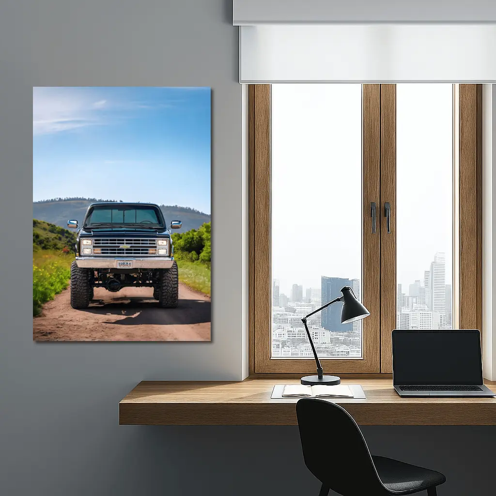 Chevrolet Silverado Lifted Truck Dirt Road Mountains – Wall Art