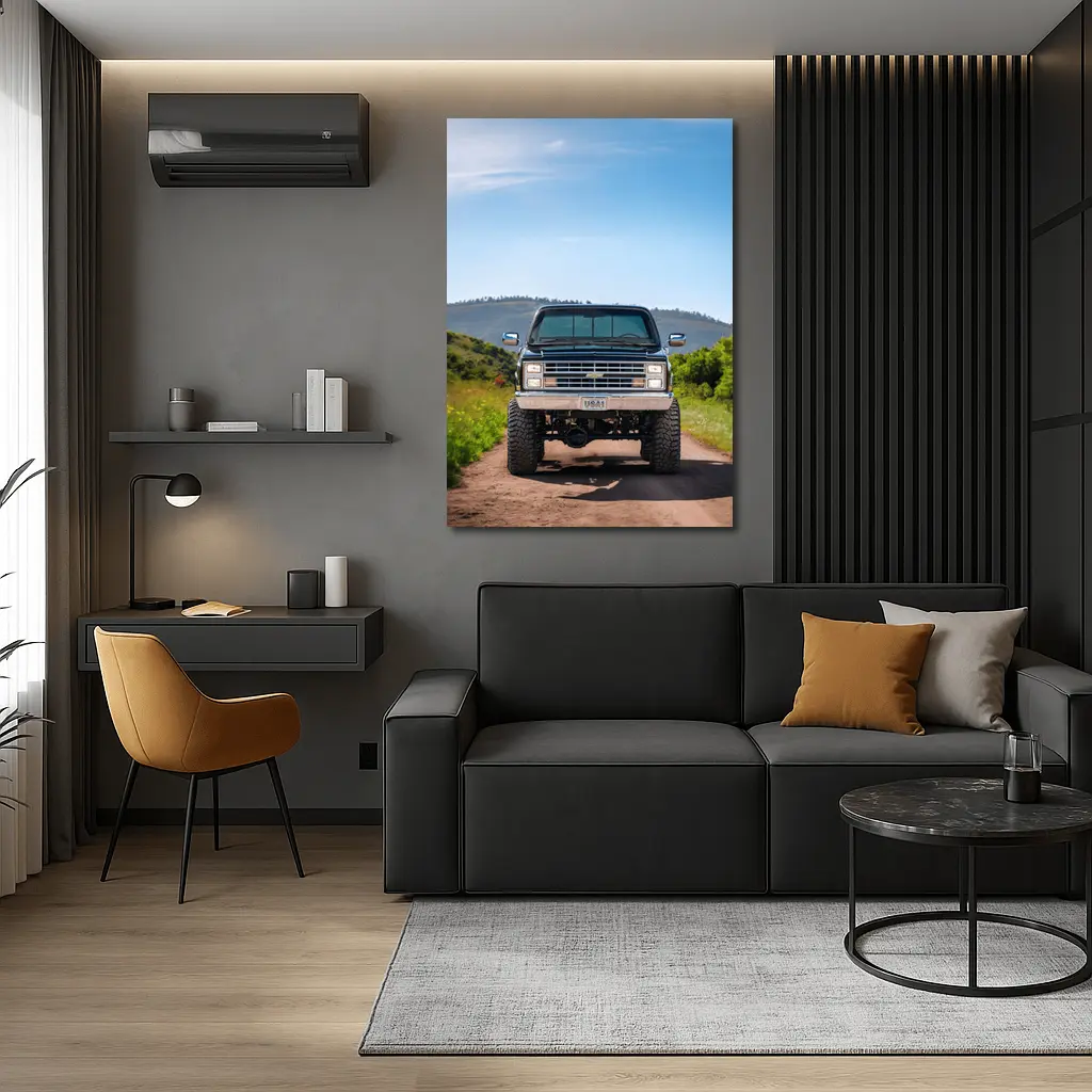 Chevrolet Silverado Lifted Truck Dirt Road Mountains – Wall Art
