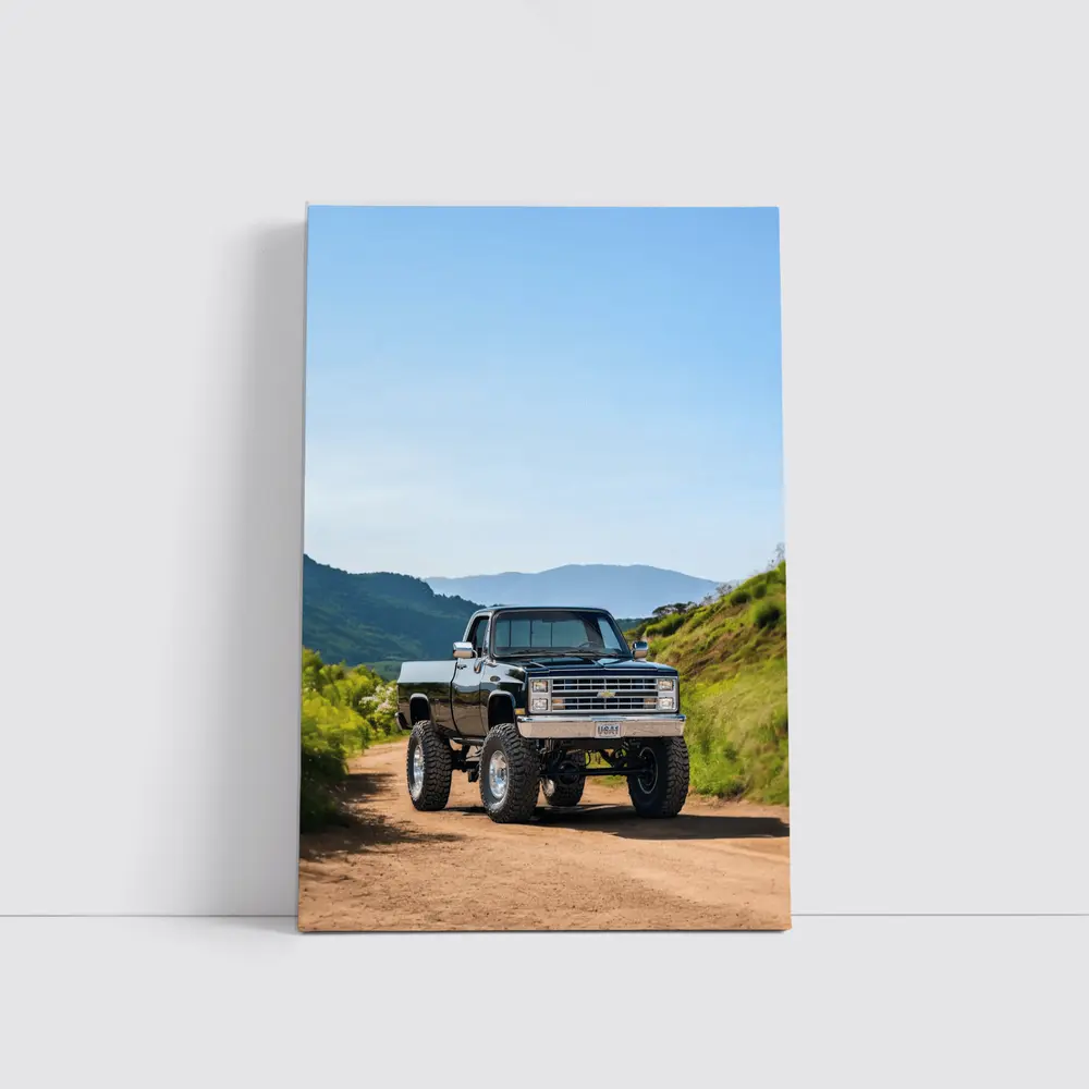 Chevrolet Silverado Lifted Truck Dirt Road Mountains – Wall Art