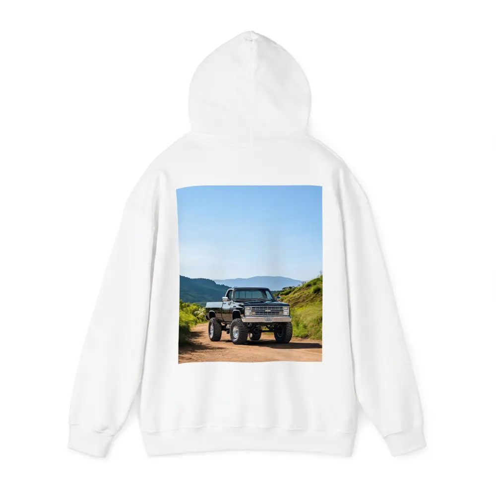 Chevrolet Silverado Lifted Truck Dirt Road Mountains – Hoodies
