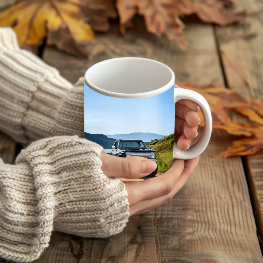 Chevrolet Silverado Lifted Truck Dirt Road Mountains – Mugs