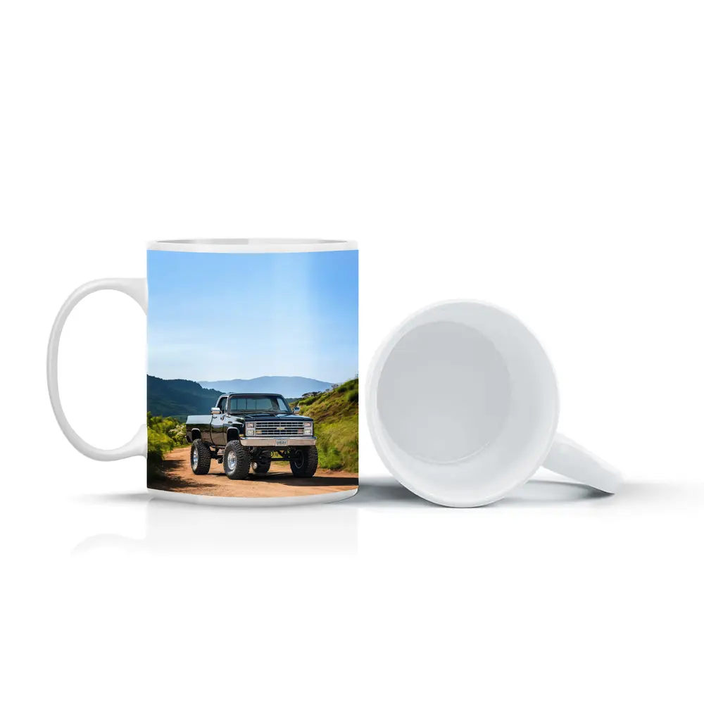Chevrolet Silverado Lifted Truck Dirt Road Mountains – Mugs