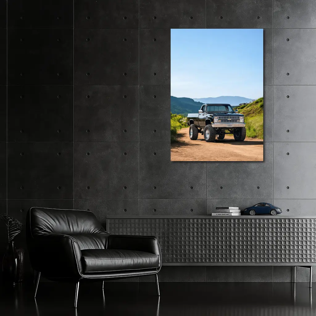 Chevrolet Silverado Lifted Truck Dirt Road Mountains – Wall Art