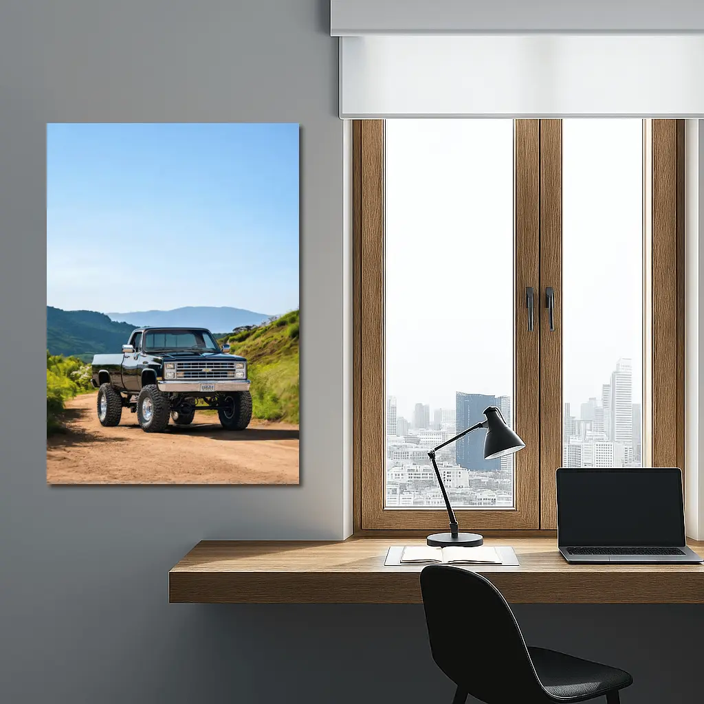 Chevrolet Silverado Lifted Truck Dirt Road Mountains – Wall Art