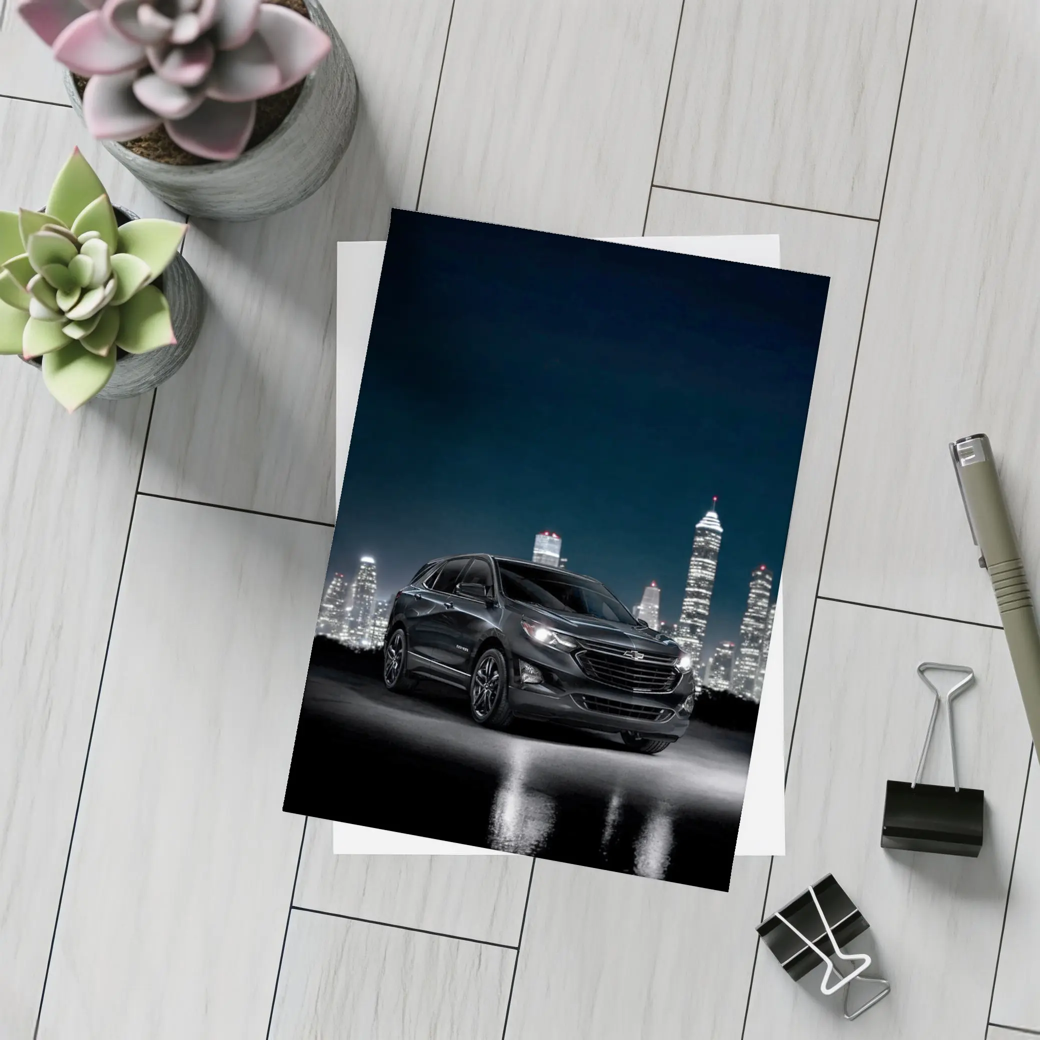 Chevrolet Equinox Black SUV City Night – Postcards