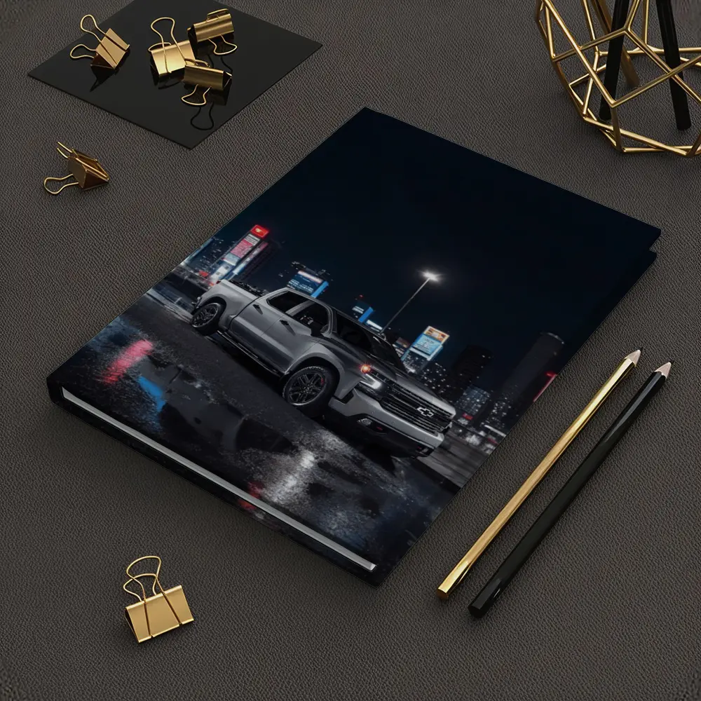 Chevrolet Silverado Silver Truck Night City – Notebooks
