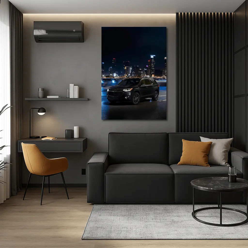 Chevrolet Traverse Black SUV City Night – Wall Art