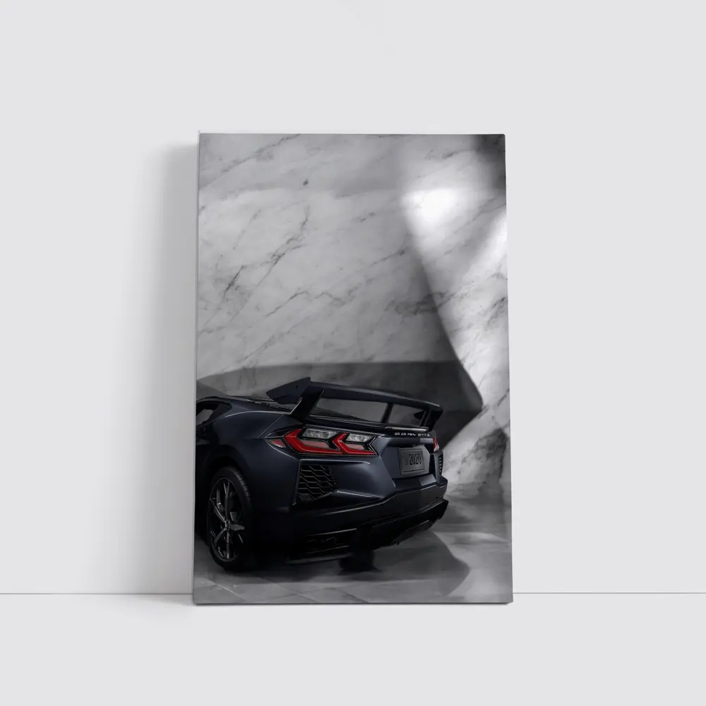 Chevrolet Corvette Black Rear Marble Setting – Wall Art