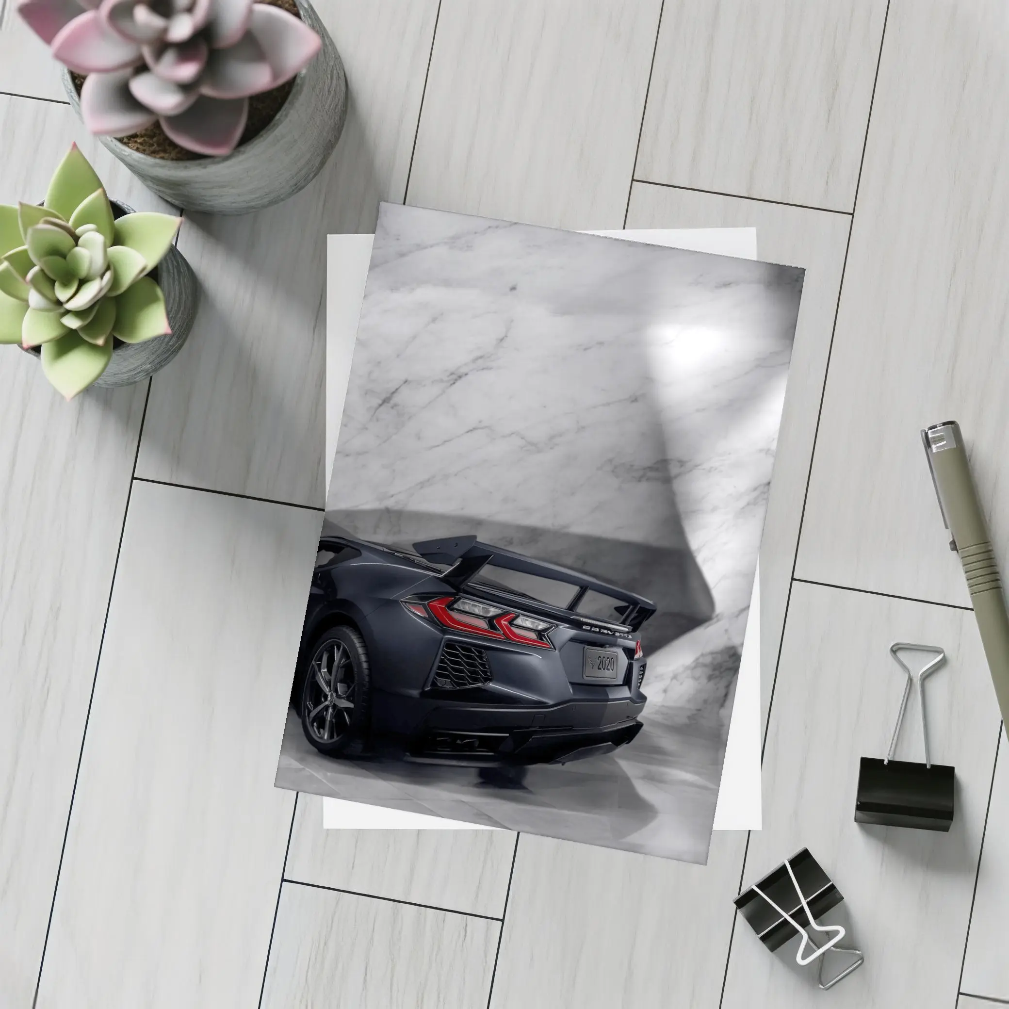 Chevrolet Corvette Black Rear Marble Setting – Postcards