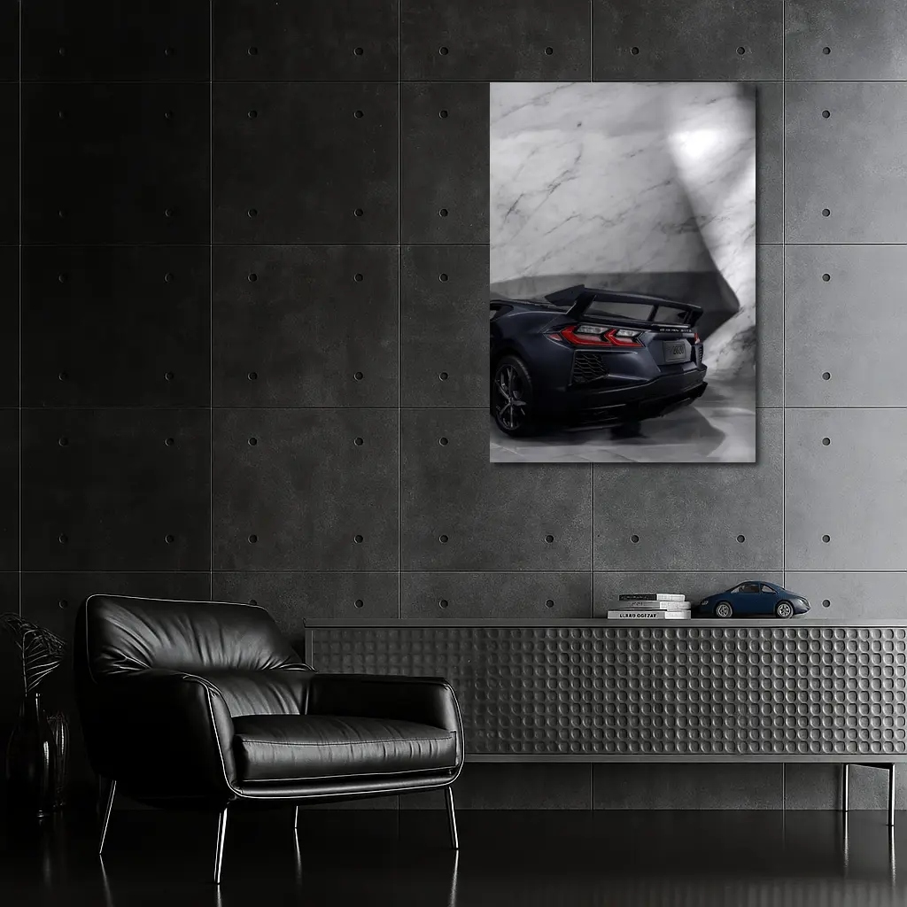 Chevrolet Corvette Black Rear Marble Setting – Wall Art