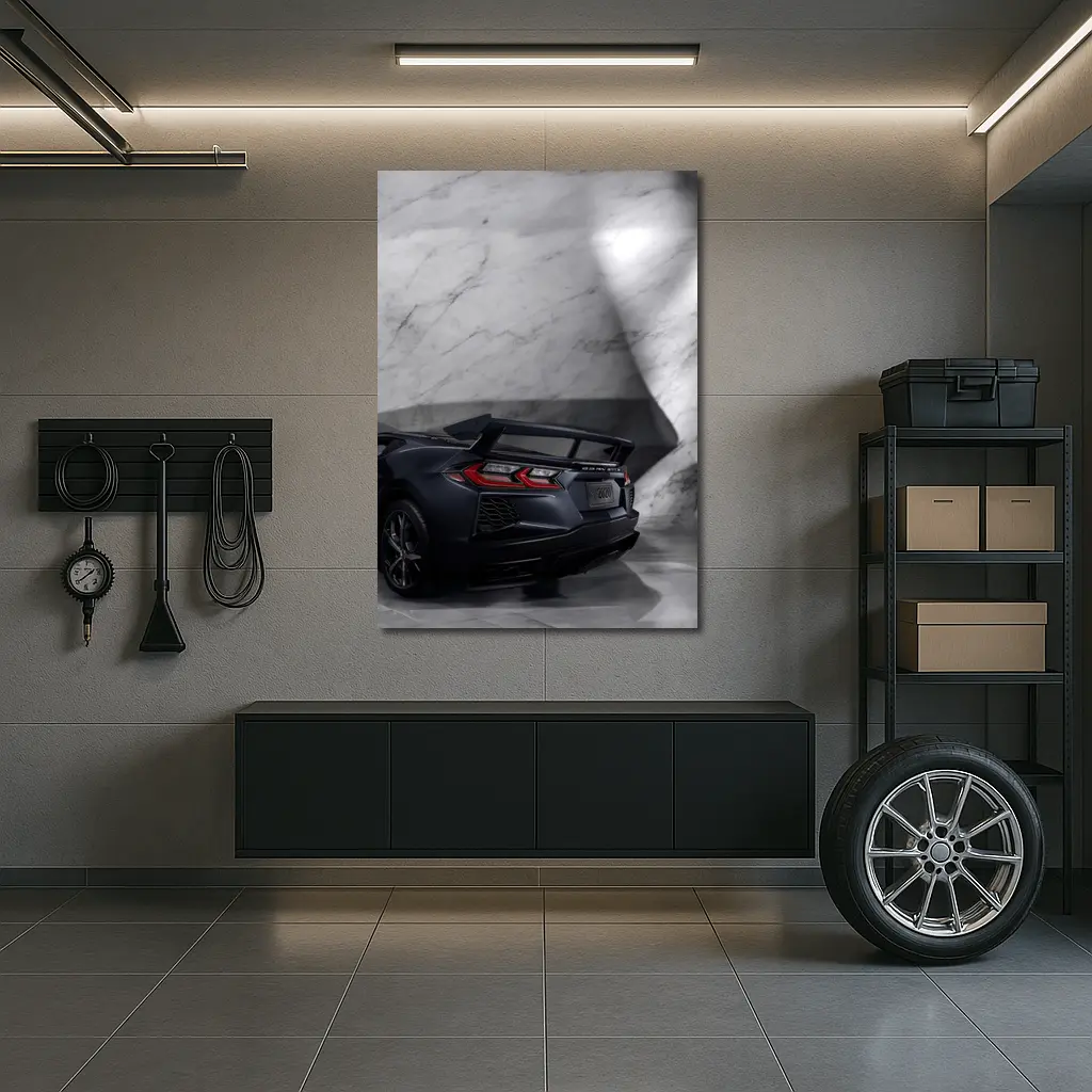 Chevrolet Corvette Black Rear Marble Setting – Wall Art