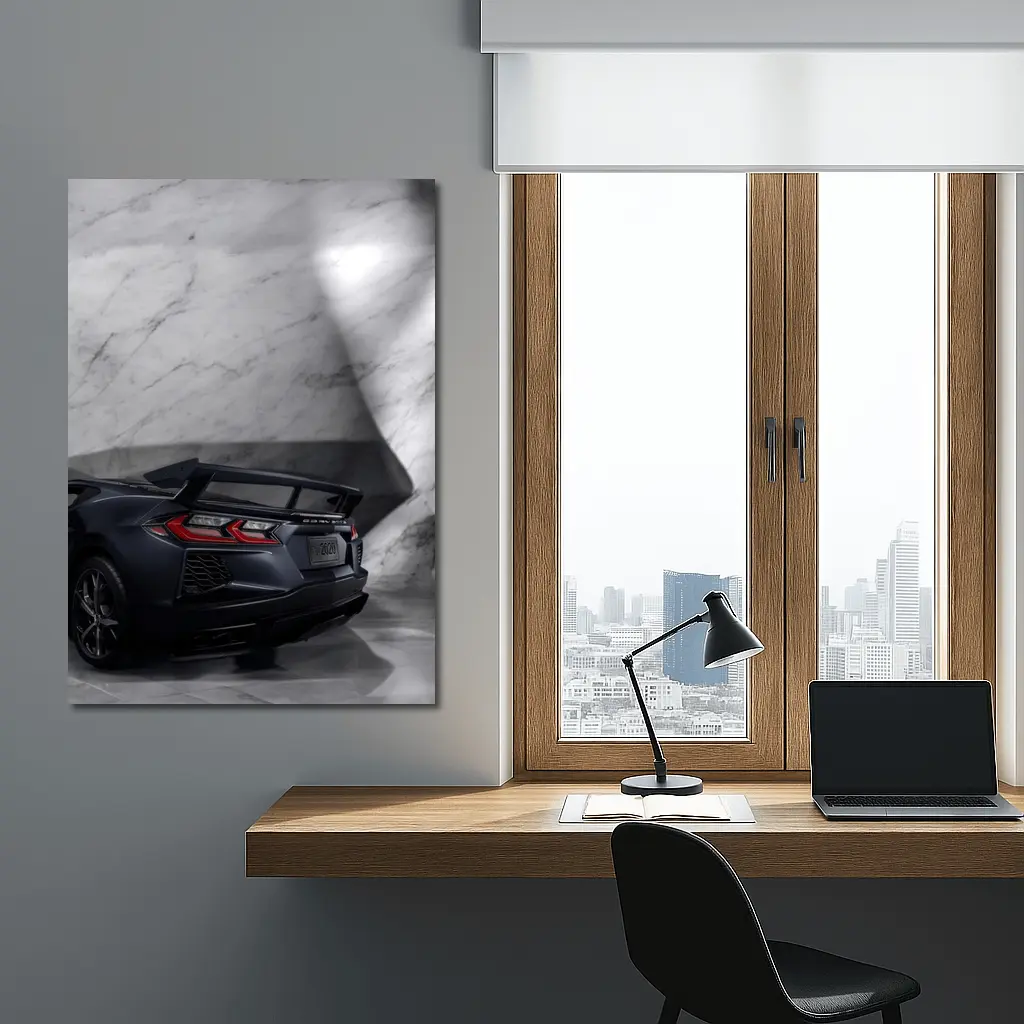 Chevrolet Corvette Black Rear Marble Setting – Wall Art