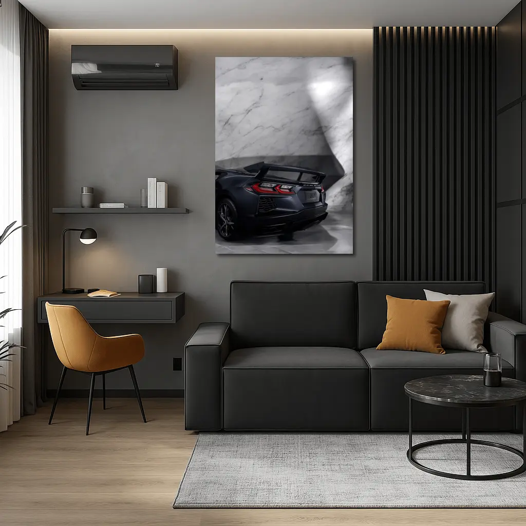Chevrolet Corvette Black Rear Marble Setting – Wall Art