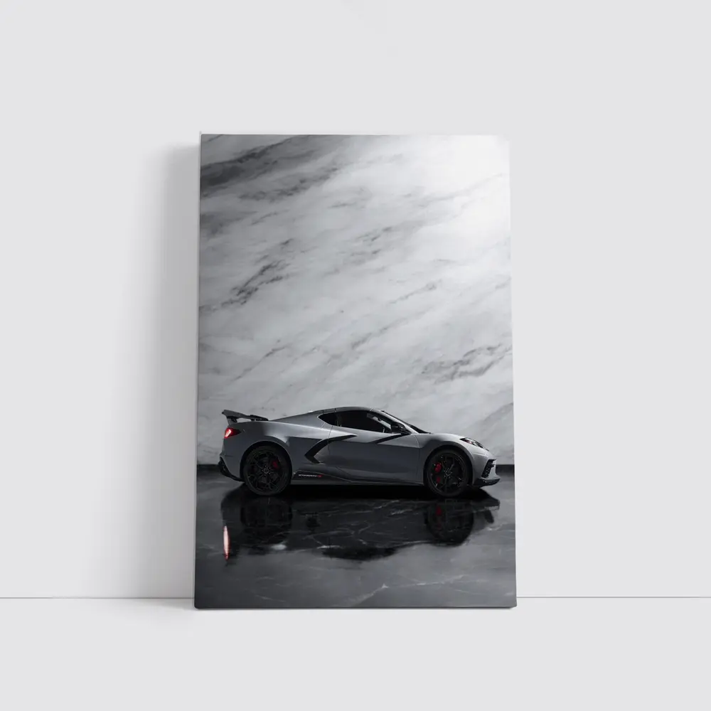 Chevrolet Corvette Silver Marble Studio Shot – Wall Art