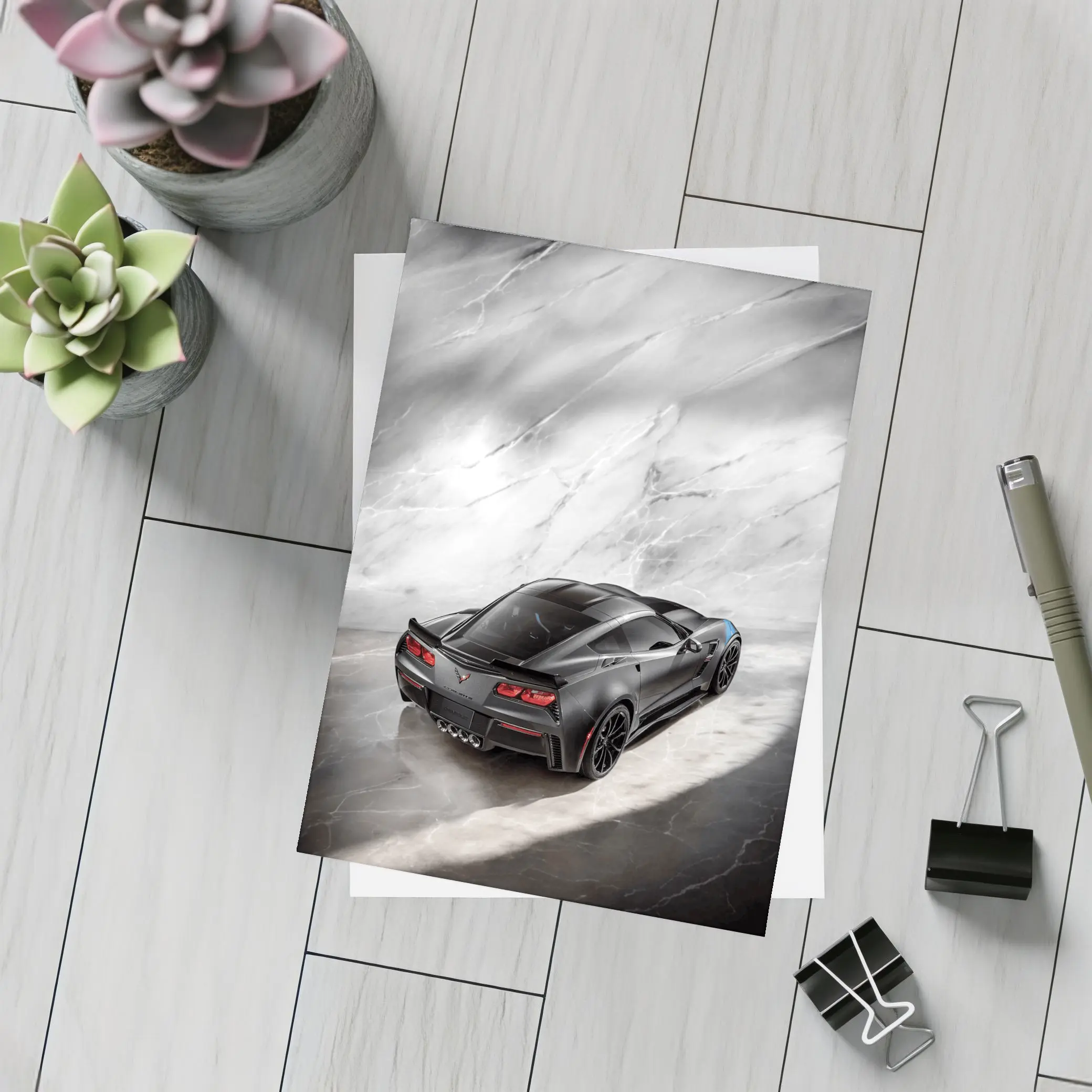 Chevrolet Corvette Black Marble Studio Shot – Postcards