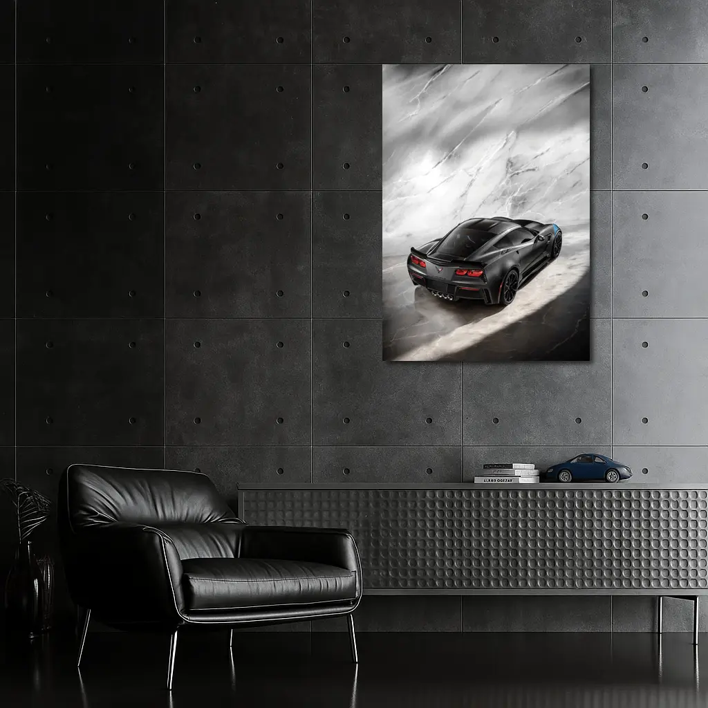 Chevrolet Corvette Black Marble Studio Shot – Wall Art