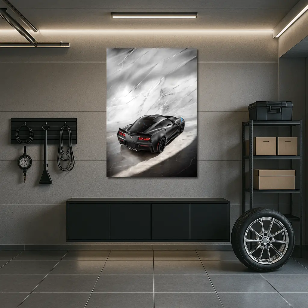 Chevrolet Corvette Black Marble Studio Shot – Wall Art
