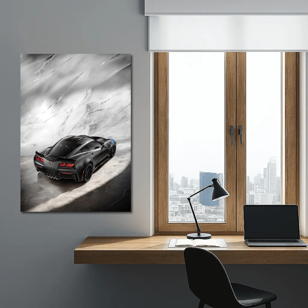 Chevrolet Corvette Black Marble Studio Shot – Wall Art