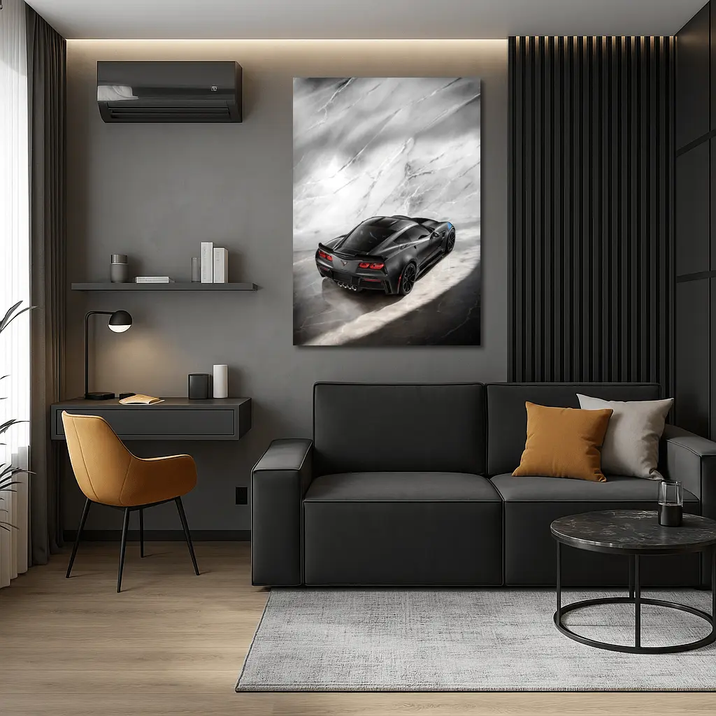 Chevrolet Corvette Black Marble Studio Shot – Wall Art