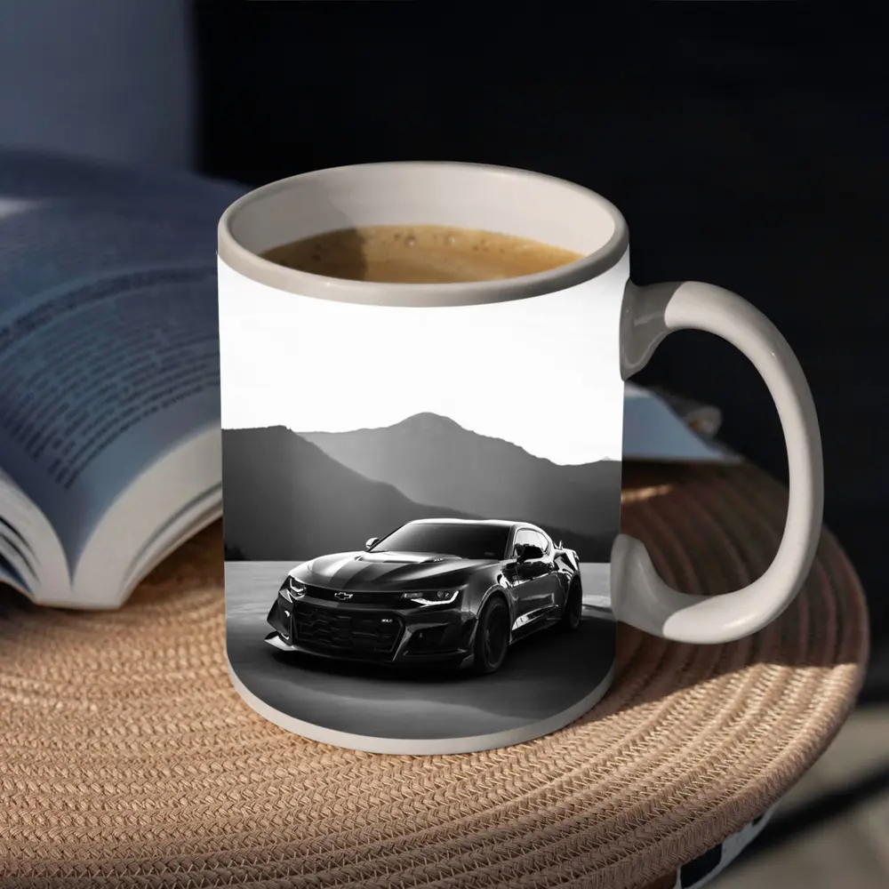 Chevrolet Camaro Black White Mountain Backdrop – Mugs