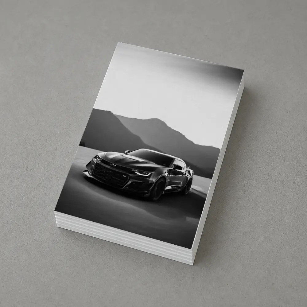 Chevrolet Camaro Black White Mountain Backdrop – Postcards